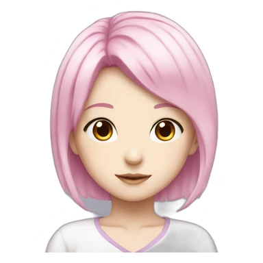 Anime girl character with white skin, pink hair and pink eyes sticker