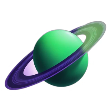 green planet with purple saturn rings and white moon sticker