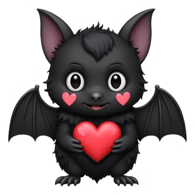 emo black bat with a heart sticker