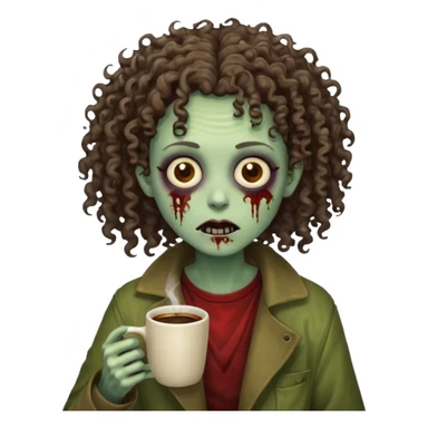 curly zombie drink coffe sticker