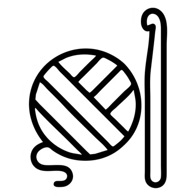 crochet hook and yarn ball, minimal icon style, clean lines, simple shapes, no text sticker