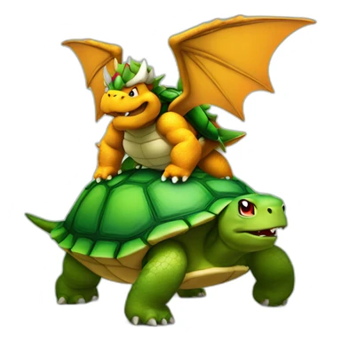 Bowser with wings flying on a turtle's back sticker