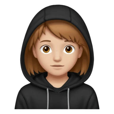 Adolescente blanco ojos marrones castaño claro y sudadera negra sticker