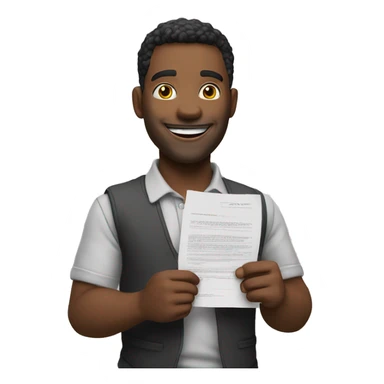 happy man who hold an signed contract in his arms sticker