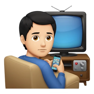 light black hair man watching TV sticker