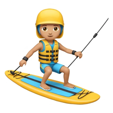 3D emoji-style icon of a person wakeboarding. sticker