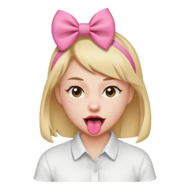 Winky face with tongue out with a small pink ribbon on head sticker