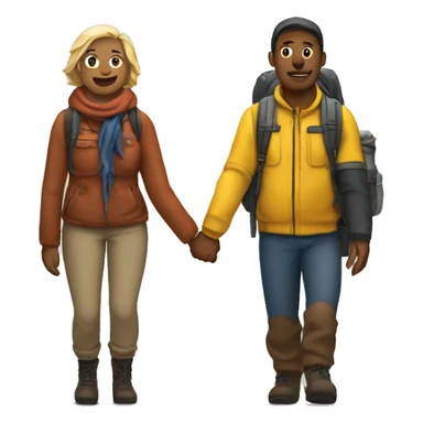 Mountaineers couple holding hands in back  sticker