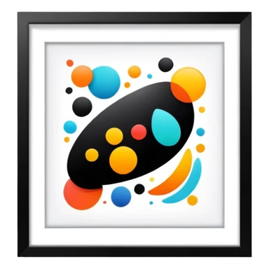 framed digital artwork with abstract vector shapes inside sticker