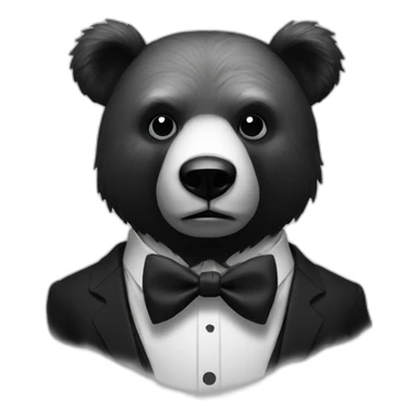 Scary Bear with bowtie, creepy, black and white sticker