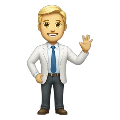 white business man raising hand sticker