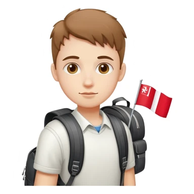student with a Polish flag pin on backpack sticker