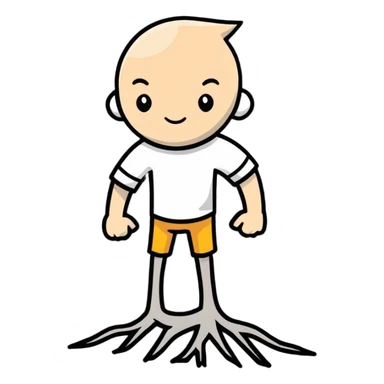 person grounded in nature with roots, strong and resilient sticker