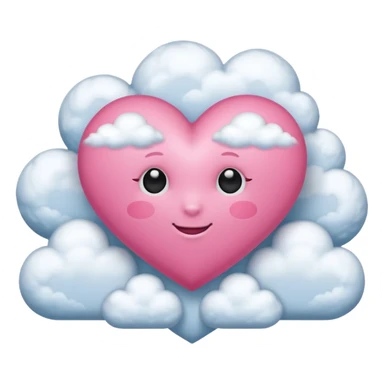 pink heart with clouds sticker