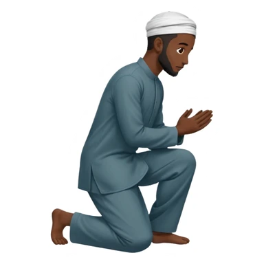 молящийся черный  мусульманин средних  в полный рост с боку на коленях sticker