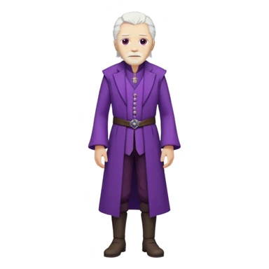 a white haired old man with purple eyes standing, full body, in Targaryen themed clothes sticker