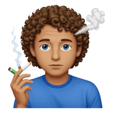 Guy with short curly brown hair and blue eyes smoking a joint sticker