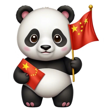 Panda waving Chinese flag sticker