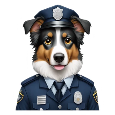 Australian Shepherd in Police Uniform portrait sticker