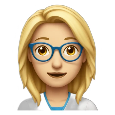 Leona mayor, rubia canosa, ojos azules, con lentes muy Rojo redondos, alegre sticker