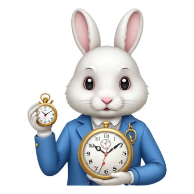 A rabbit checking time sticker