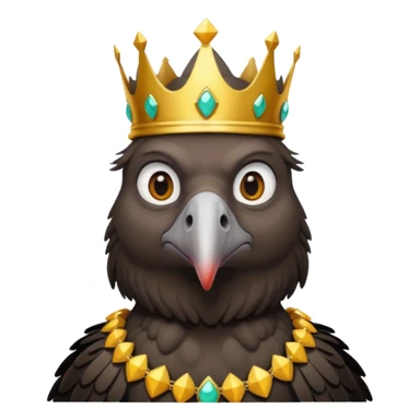 old black vulture wearing crown looking ahead sticker