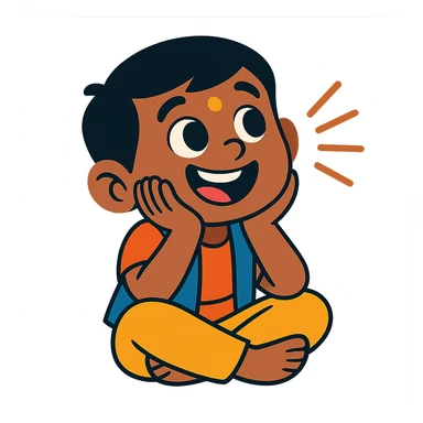 happy Indian kid listening to a story sticker