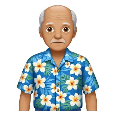 old man with hawai blue floweral shirt  full body  sticker