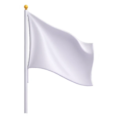 white flag, 3D style, modern look, no text, transparent background sticker