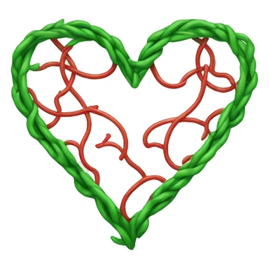 Green heart with red vines sticker