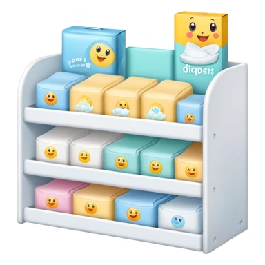 a simple and small retail/ drugstore shelf for diapers sticker