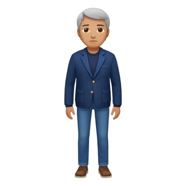 Security, Middle-aged, wearing navy blue jacket, serious facial expression, full body sticker