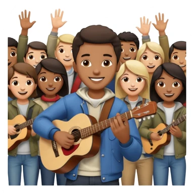 Street Musician in fan photo with crowd, Street Memories. sticker