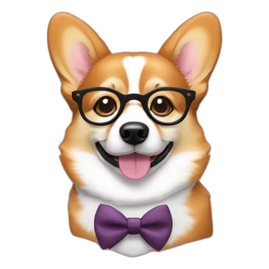 corgi with bow tie and glasses sticker