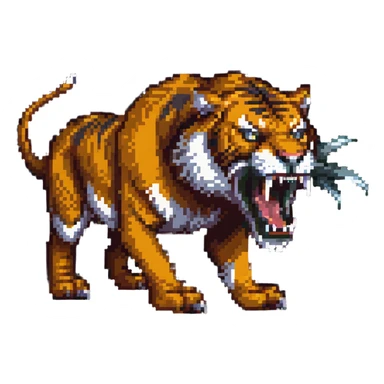 saber-toothed tiger with long fangs, ice age predator sticker