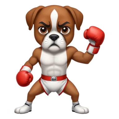 The boxer dog practices punches. sticker