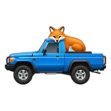 Fox driving a blue toyota landcruiser 70series sticker