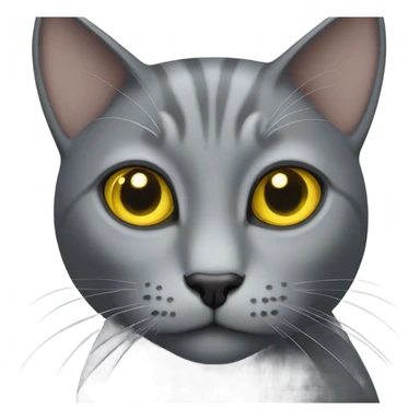 Grey cat yellow eyes with big nose sticker