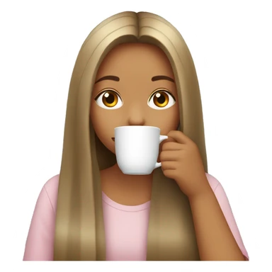 Girl with long hair sipping tea sticker