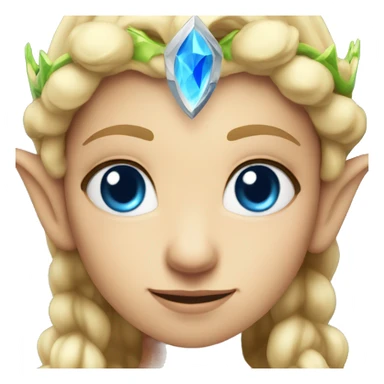 Blonde female elf with blue eyes and a fire crown sticker