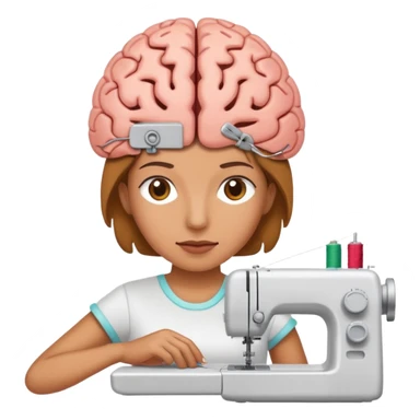 Una persona cosiendo un cerebro sticker