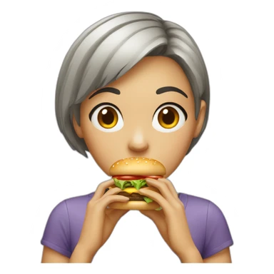 a-girl- with- short- hair-eating- burger sticker