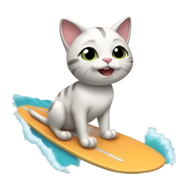 Cat on a surfing board  sticker