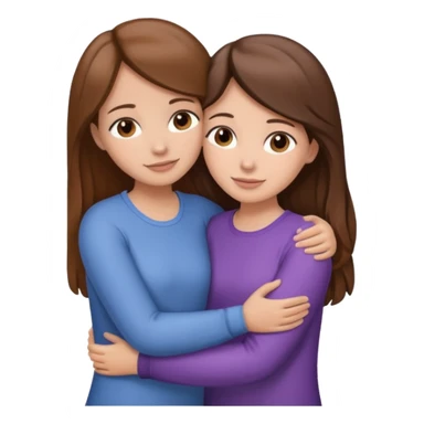 Abrazos de hermanas, una morena y otra castaña sticker