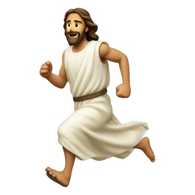 Jesus running quickly, determined, with a large stride sticker