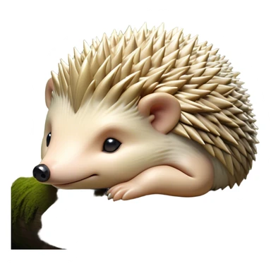 Beautiful and Majestic Hedgehog Portrait Emoji, Head and body resting in serene repose with a gentle, content smile, showcasing a delicately spiky yet soft body with eyes gently closed in peaceful slumber, Simplified yet exquisitely endearing features, highly detailed, glowing with a soft, drowsy forest light, high shine, relaxed and utterly enchanting, stylized with an air of timeless woodland majesty, soft glowing outline, capturing the essence of a beautiful and majestic hedgehog that embodies the serene charm of nature! sticker