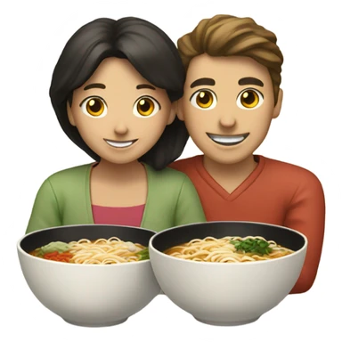 Man and women eating ramen  sticker