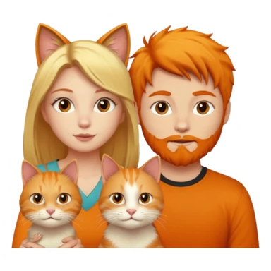A blonde girl, a ginger cat, and a guy with black hair. sticker