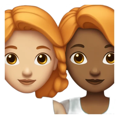 two lesbian white women holding hands (1st with brown eyes and medium length orange hair), (second with blue eyes and short teal hair) sticker