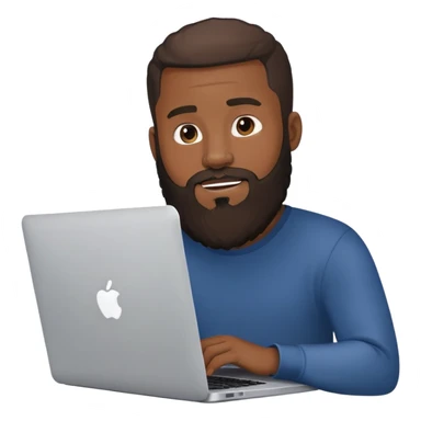 black american guy with beard using macbook laptop sticker